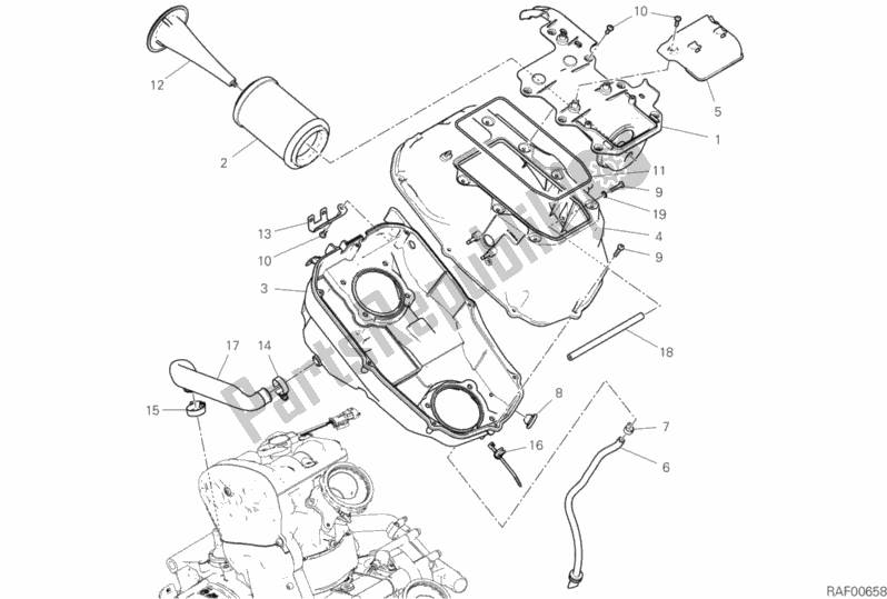 Todas as partes de Entrada De Ar - Respirador De óleo do Ducati Hypermotard 950 USA 2020